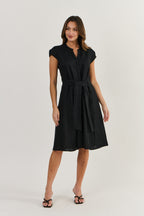 Linen Tie Dress - Black