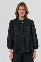 Button-through Top - Black