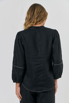 Button-through Top - Black
