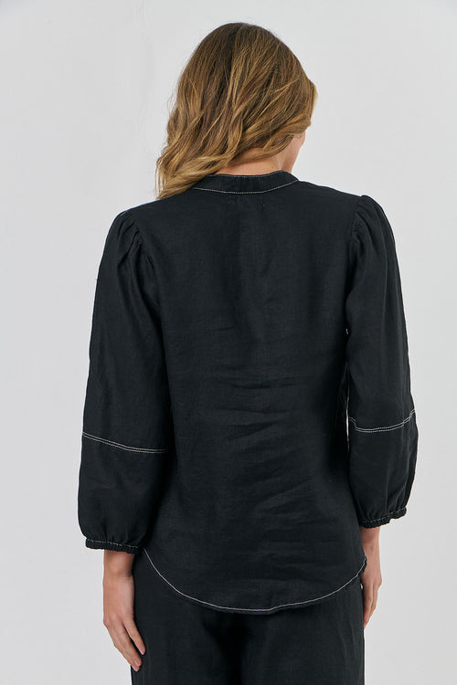Button-through Top - Black