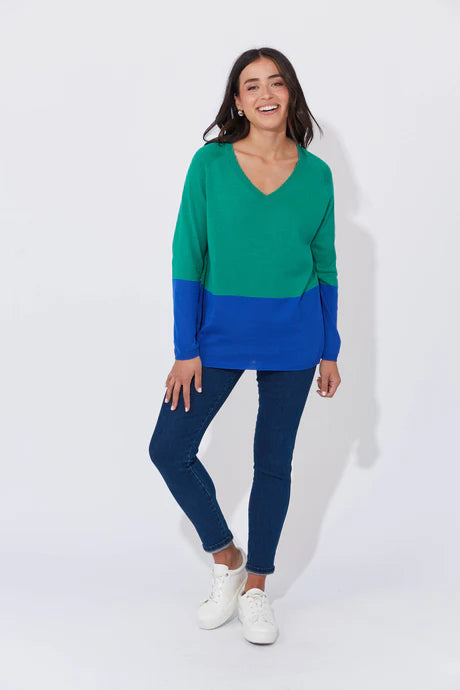 Casablanca Block Knit - Blue/Oasis