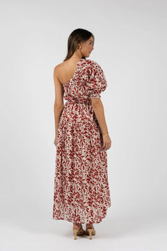 Eden One Shoulder Dress - Brick