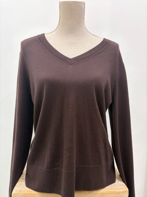 West Palm V Neck Knit - Brown