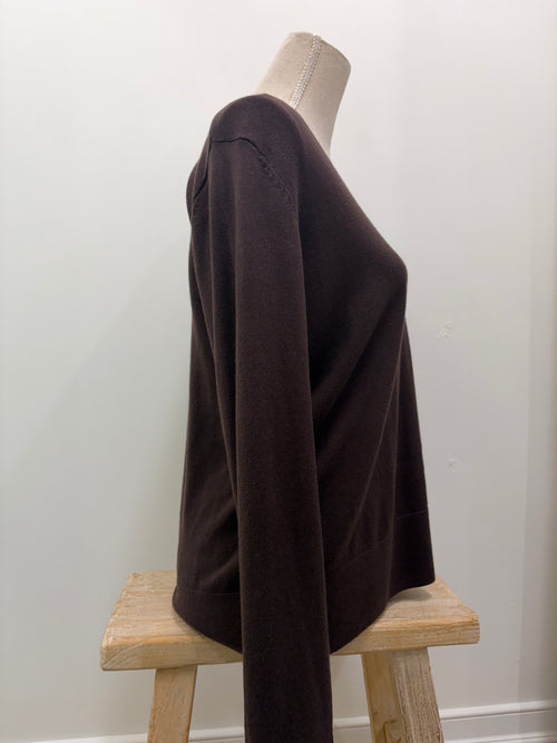 West Palm V Neck Knit - Brown