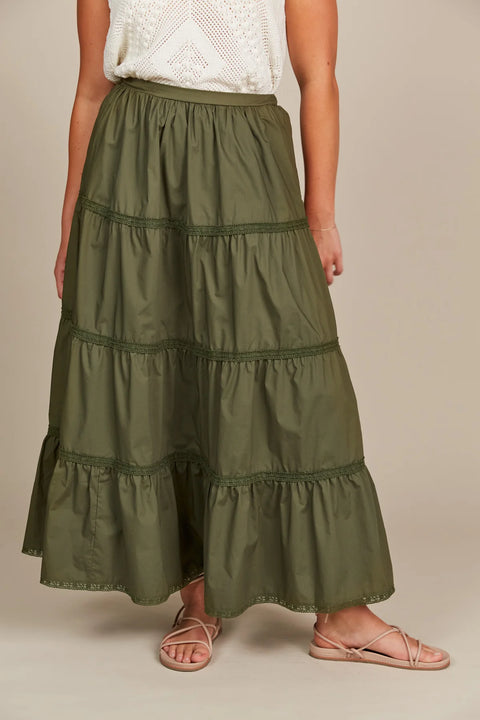 Remi Tiered Skirt - Olive