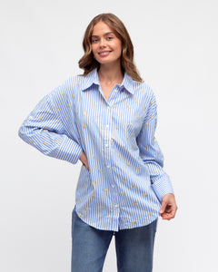 Lemon Stripe Shirt - Pale Blue