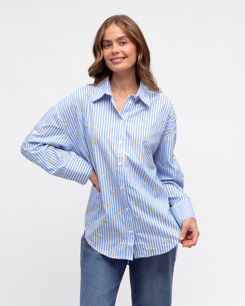 Lemon Stripe Shirt - Pale Blue