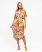 Saturated Opulence Midi Shirt Dress