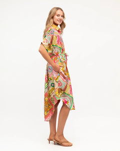 Saturated Opulence Midi Shirt Dress