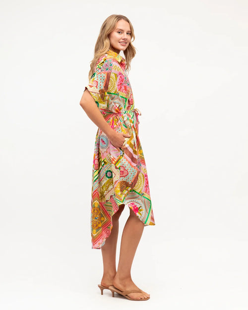 Saturated Opulence Midi Shirt Dress
