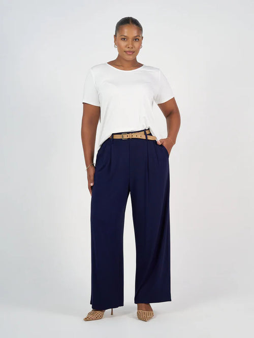 Billie Bamboo Wide Leg Dress Pant - Navy