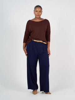 Billie Bamboo Wide Leg Dress Pant - Navy