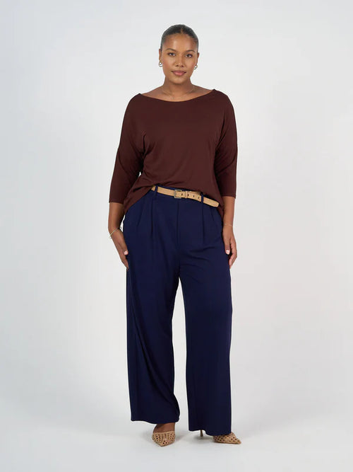 Billie Bamboo Wide Leg Dress Pant - Navy