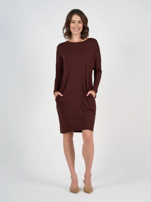 Turner Long Sleeve Bamboo Dress - Burgundy