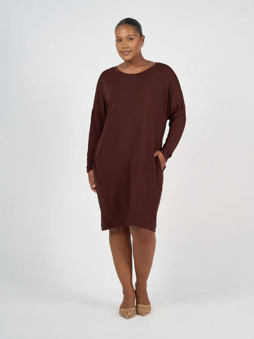 Turner Long Sleeve Bamboo Dress - Burgundy