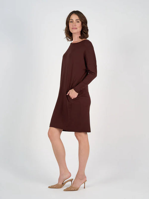 Turner Long Sleeve Bamboo Dress - Burgundy
