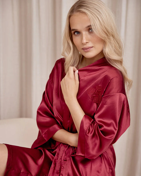 Satin Robe - Ruby