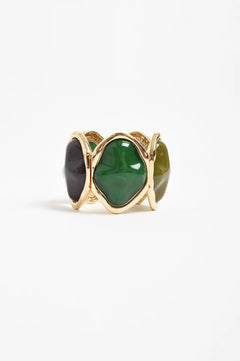 Metal Edged Resin Statement Stretch Cuff