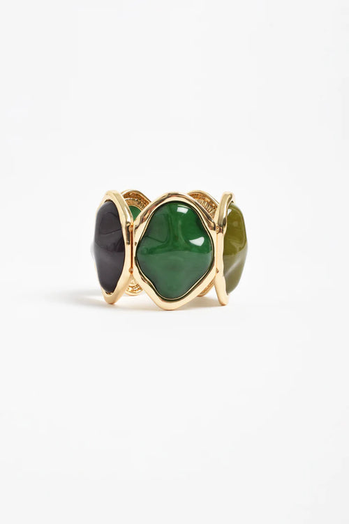 Metal Edged Resin Statement Stretch Cuff