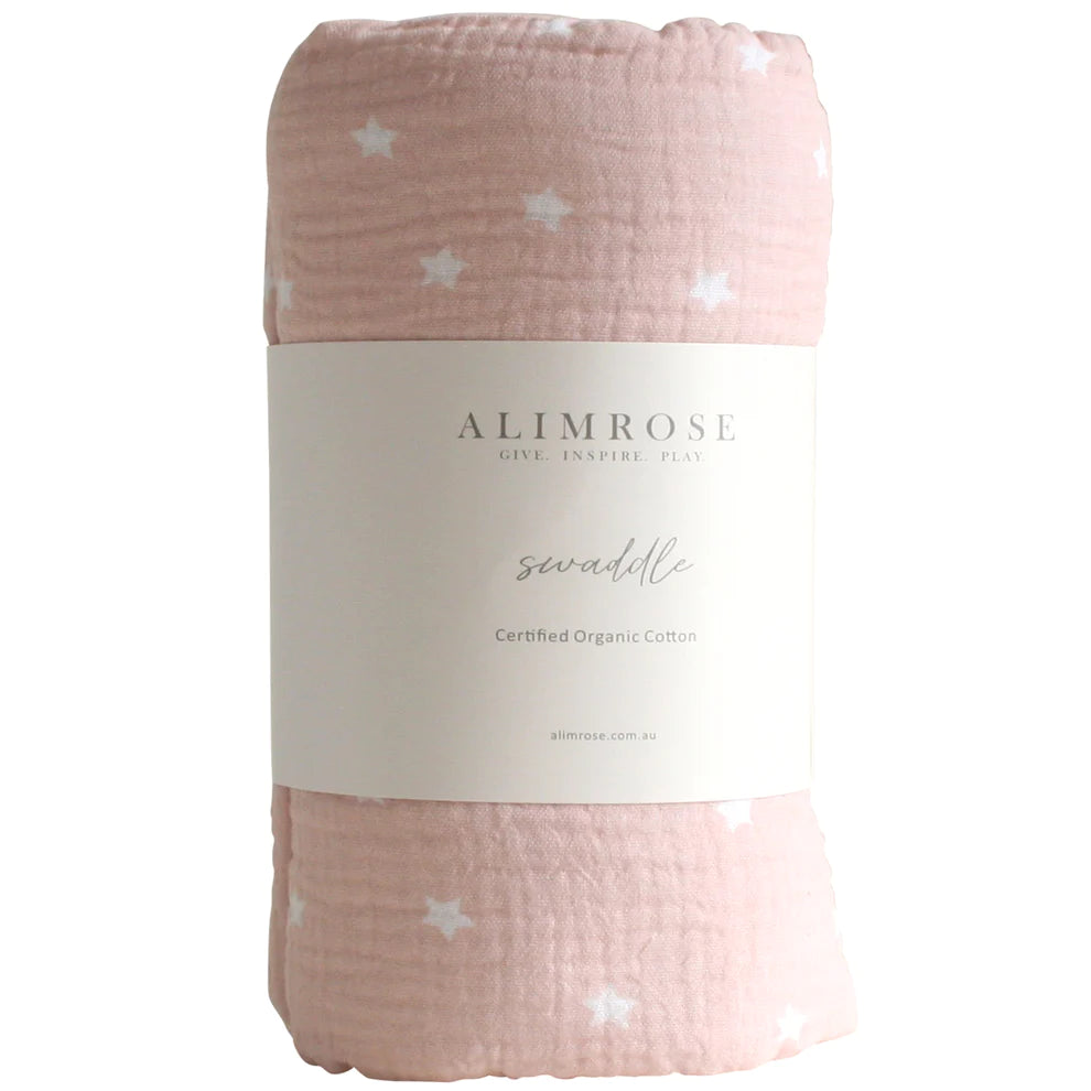 Muslin Swaddle - Starry Night Pink