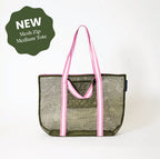 Mesh Zip Medium Tote - Khaki