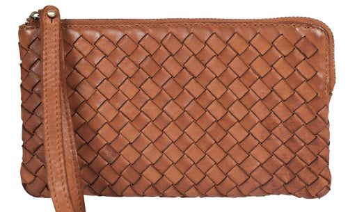 Leather Weave Wristlet