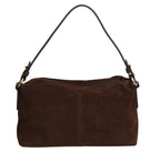 Suede Leather Cross Body Bag - Brown