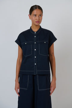 Poplin Top - Ink