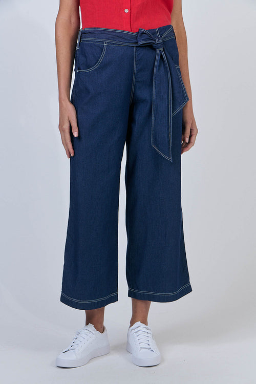 Cotton Wide Leg Pants - Chambray