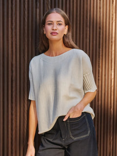 Short Ribbed Sleeve Knit - Dough