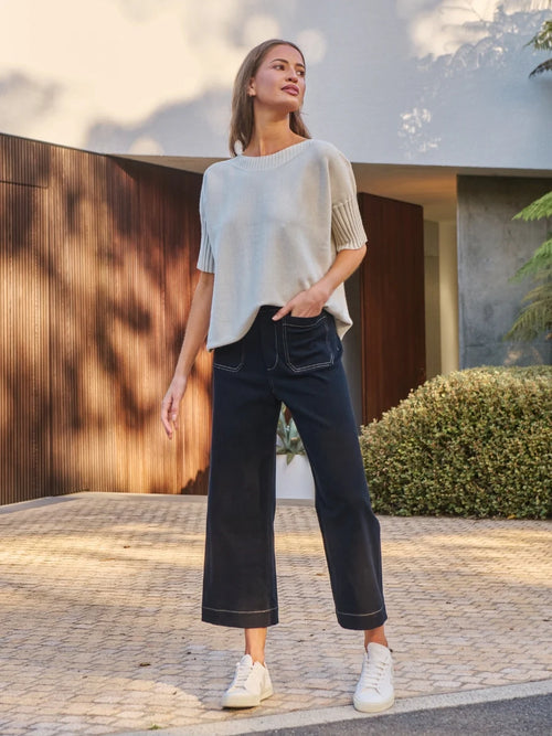Short Ribbed Sleeve Knit - Dough
