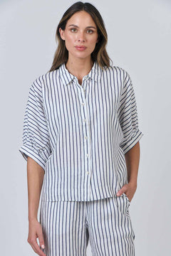 Classic Linen Shirt - Blueberry Stripe