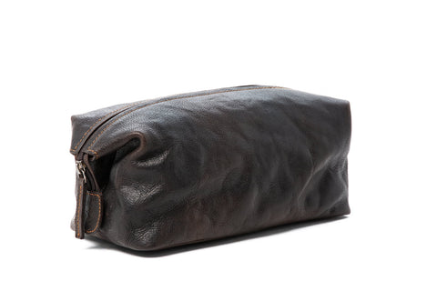 Christopher Leather Toiletry Bag - Brown