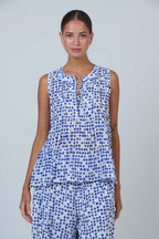 Crinkle Cotton Pleated Sleeveless Top