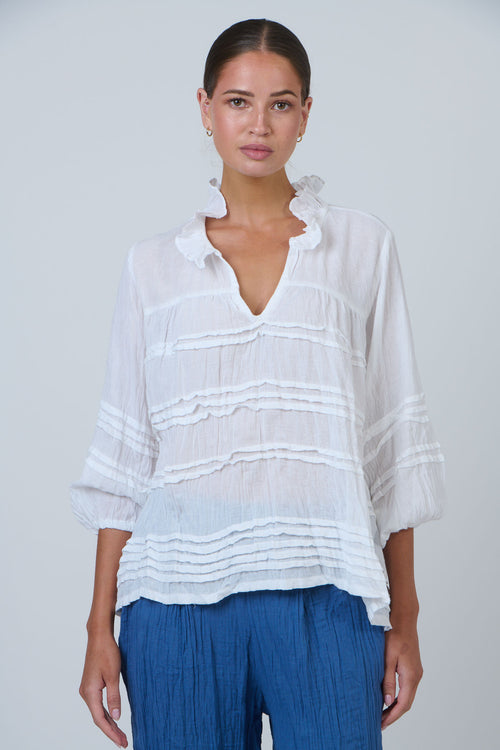 Tiered Ruffle Blouse - White