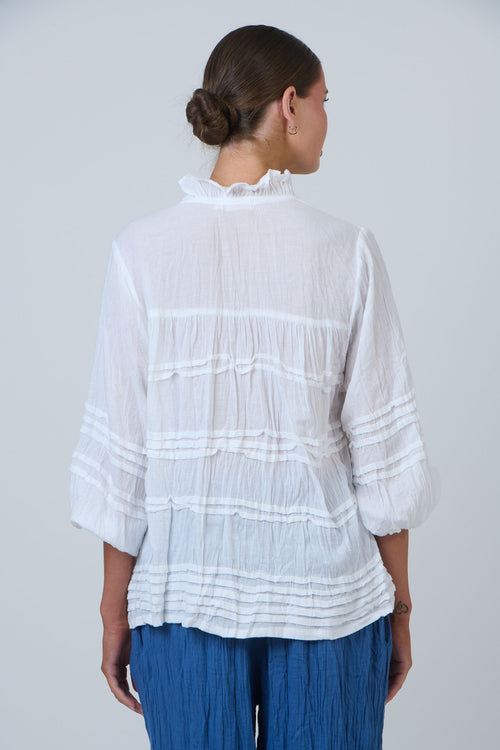 Tiered Ruffle Blouse - White