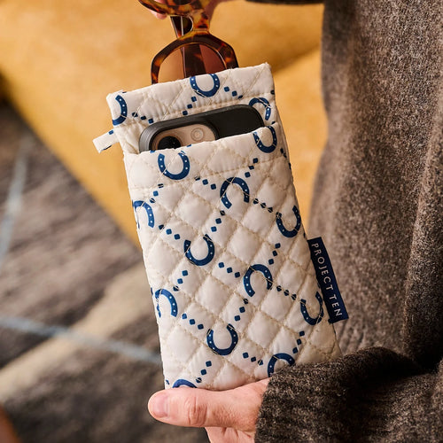 Double Glasses Case - Navy Horseshoe