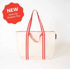 Mesh Zip Medium Tote - Ecru