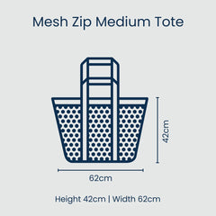 Mesh Zip Medium Tote - Navy