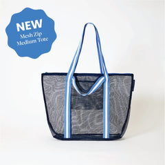 Mesh Zip Medium Tote - Navy