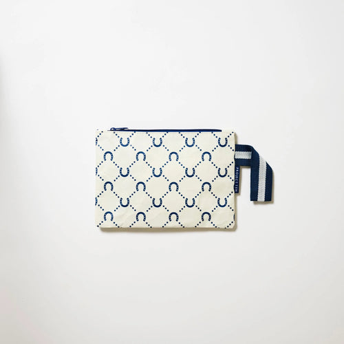 Mini Zip Pouch - Navy Horseshoe
