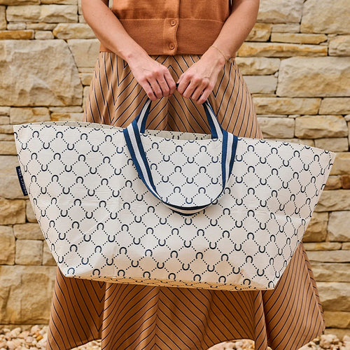 Oversized Tote - Navy Horseshoe