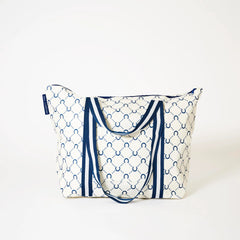 Zip Medium Tote - Navy Horseshoe