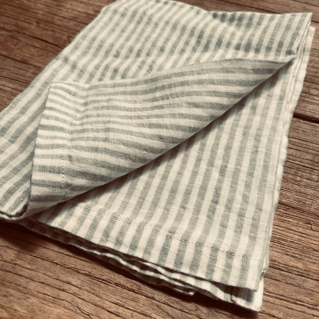 Linen Tea Towel - Sage Stripe