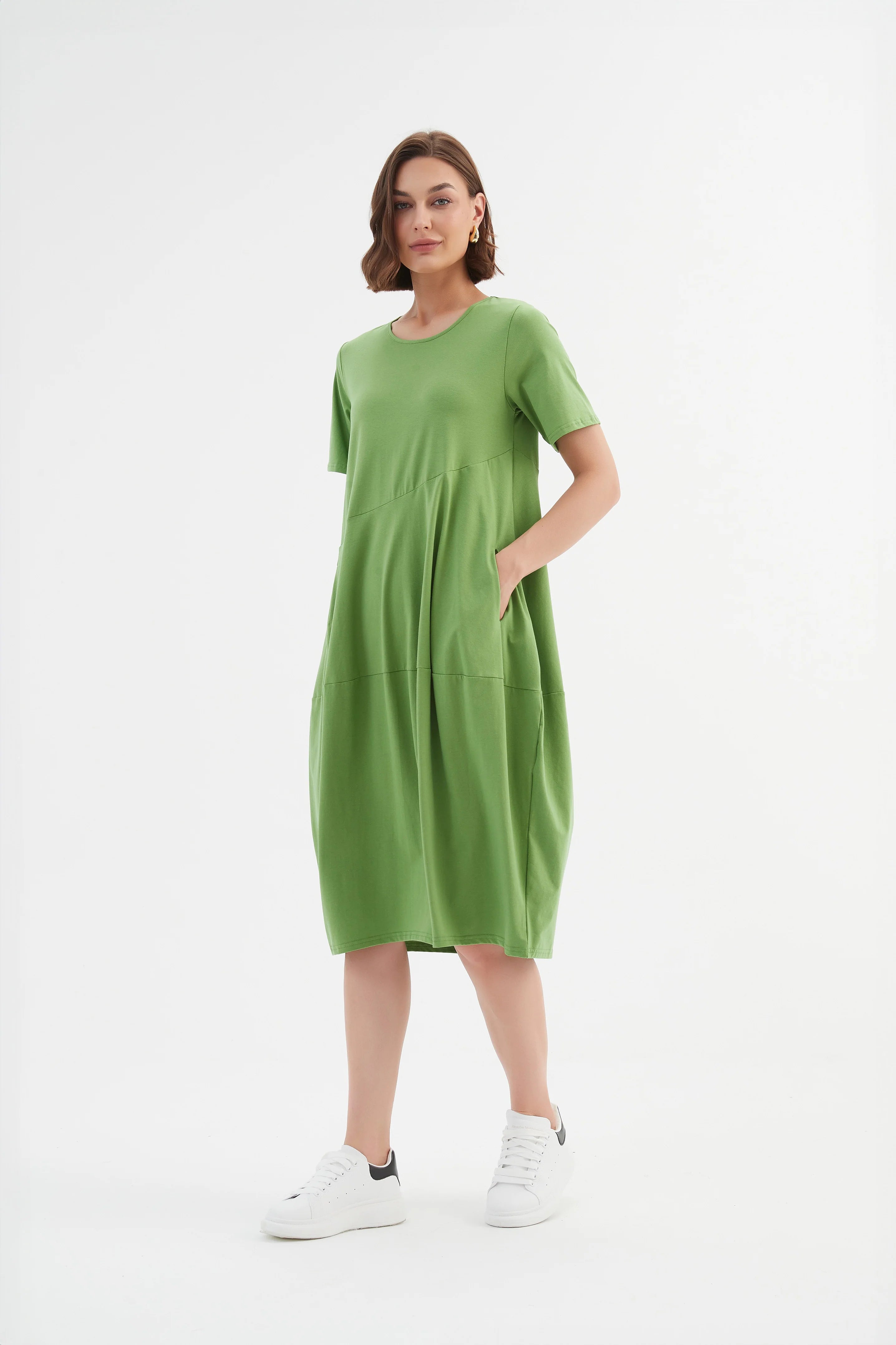 Tirelli Diagonal Seam Dress - Spring Green - Short Sleeve – Home Store ...