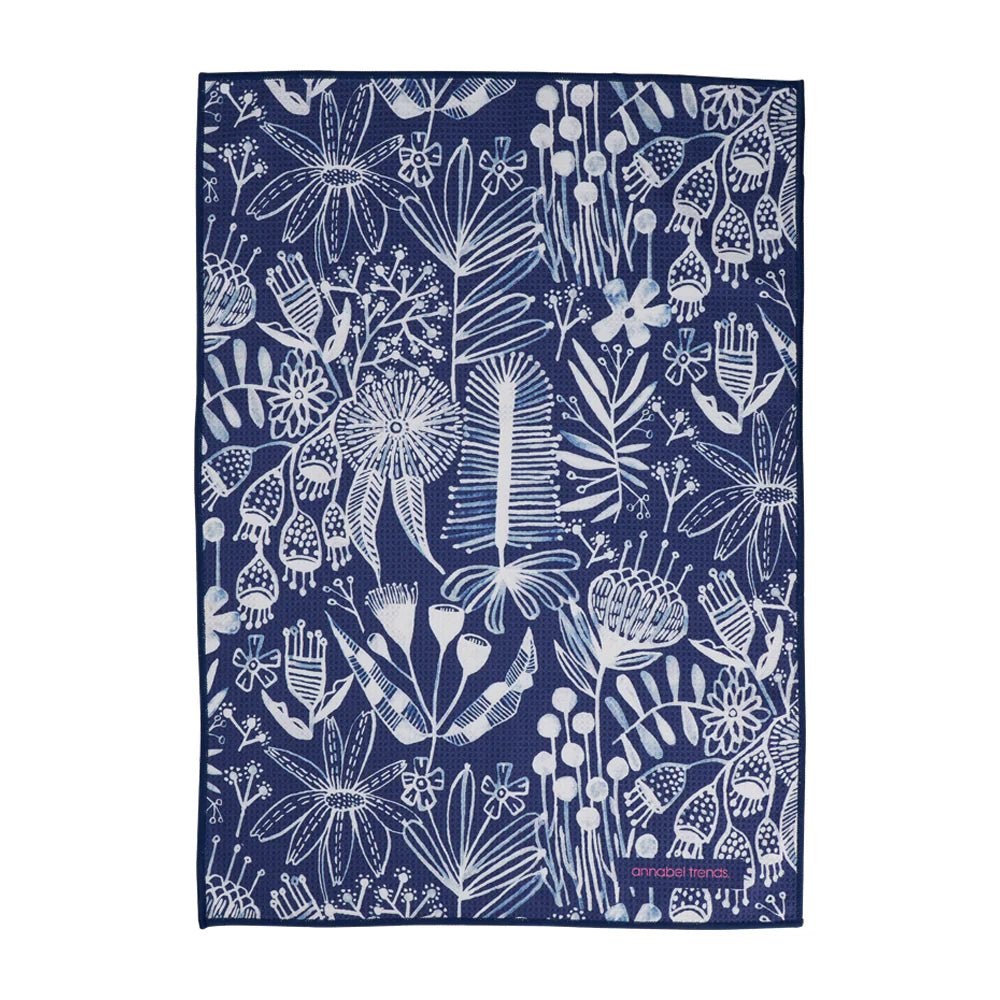 Microfibre Tea Towel - Navy Natives