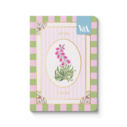 V&A A5 Diary Cottagecore Pink Campanula