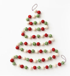 Felt Decoration - Tree Green White Red Balls