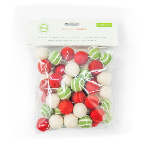 Felt Decoration - Tree Green White Red Balls