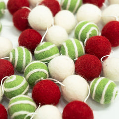 Felt Decoration - Tree Green White Red Balls